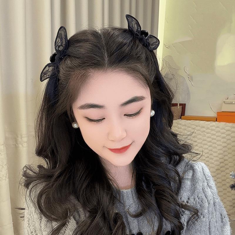 黑色蝴蝶结抓夹女2025年新款侧边刘海夹小号公主头夹子发卡子头饰|undefined