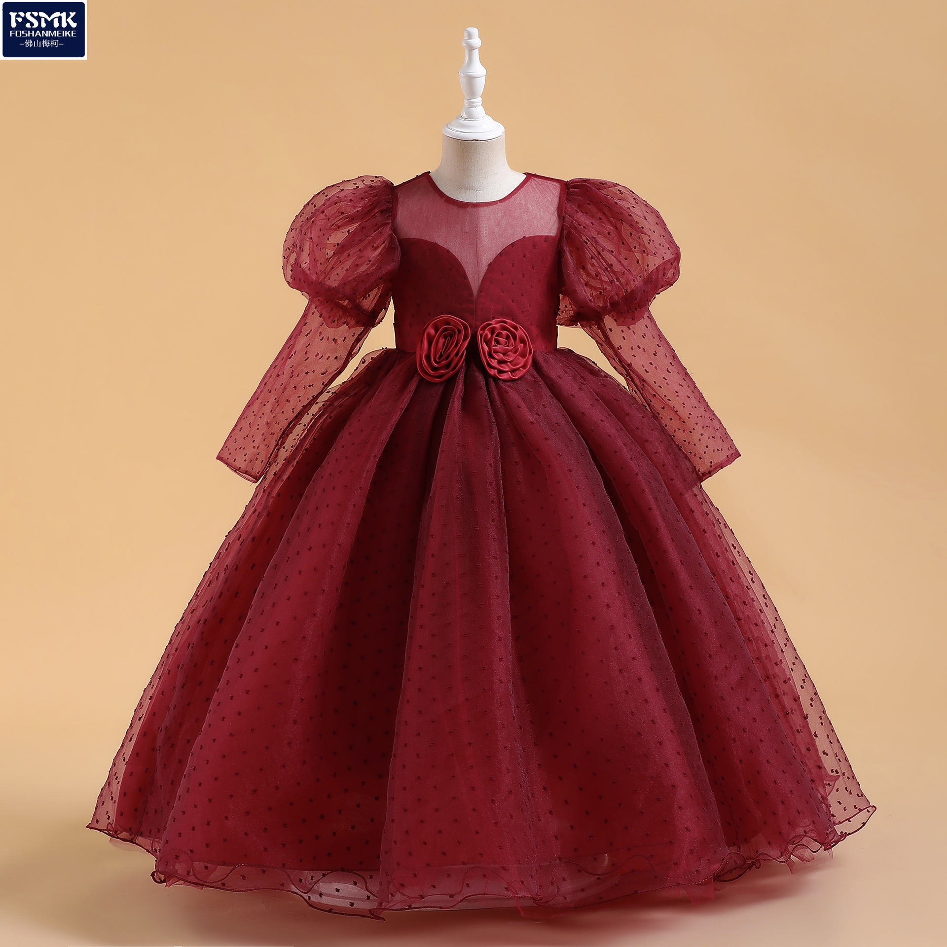 2024 nuevos niños vestido de princesa Vestido de manga de soplo vestido de rendimiento de piano modelo de cumpleaños de la muchacha vestido de noche de pasarela