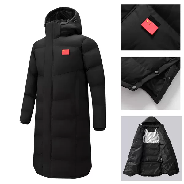 26 Winter Training China Team Over-the-Knee Hooded Sports Coat National Uniform Outerwear Martial Arts Swimming Sports Training Warm Cotton Coat