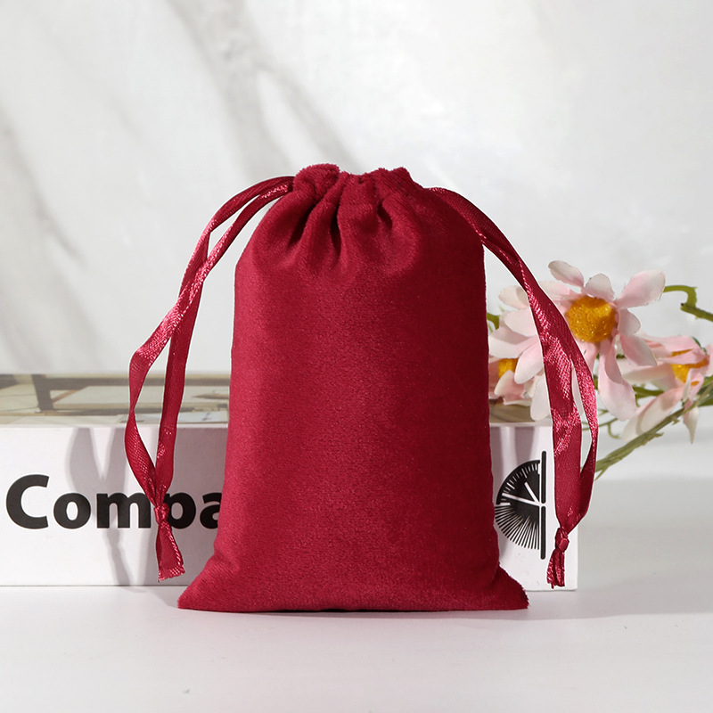 Bolsillo con cordón de franela, bolso de franela de joyería con cordón, bolso de tela de joyería de terciopelo, bolso de franela Lisi, bolso de almacenamiento de franela