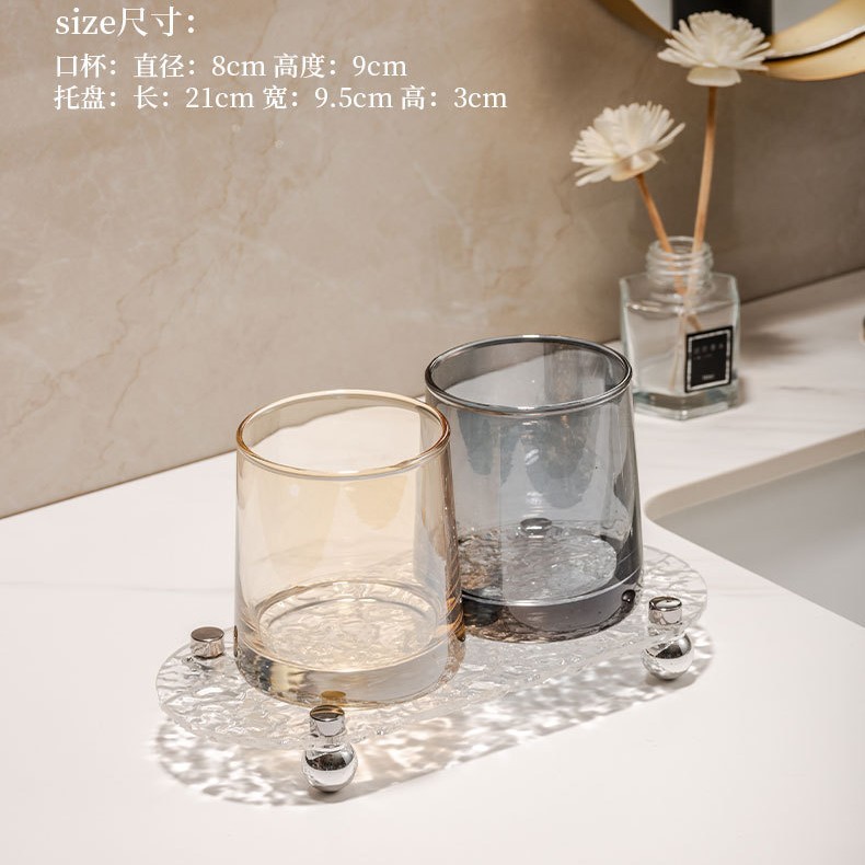 Trapezoidal amber + gray + acrylic tray