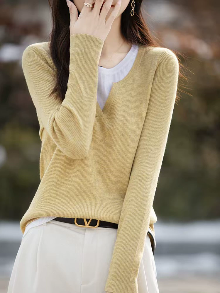 Autumn woolen sweater, thin knitted base set