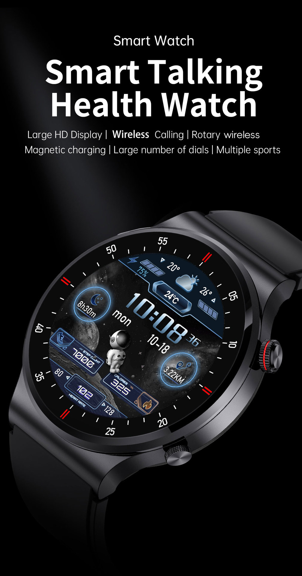 Men's Smartwatch Bluetooth Calling Heart Rate Blood Pressure Monitor_voghion.com