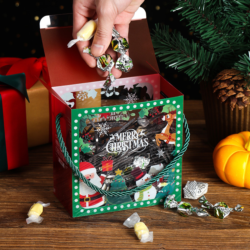 Christmas package transparent box snowflake crispy glutinous rice boat biscuits nougat milk dates baked pastries packaging box 3