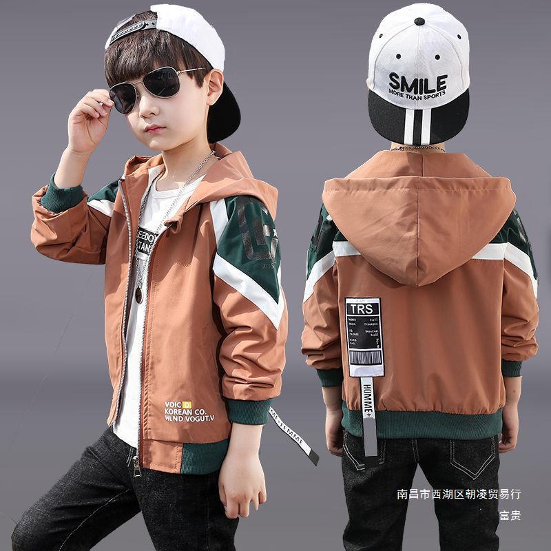 어린이 의류 소년 가을 코트 2023 새로운 스타일 중대형 어린이 윈드 브레이커 재킷 소년의 최고 서양 스타일