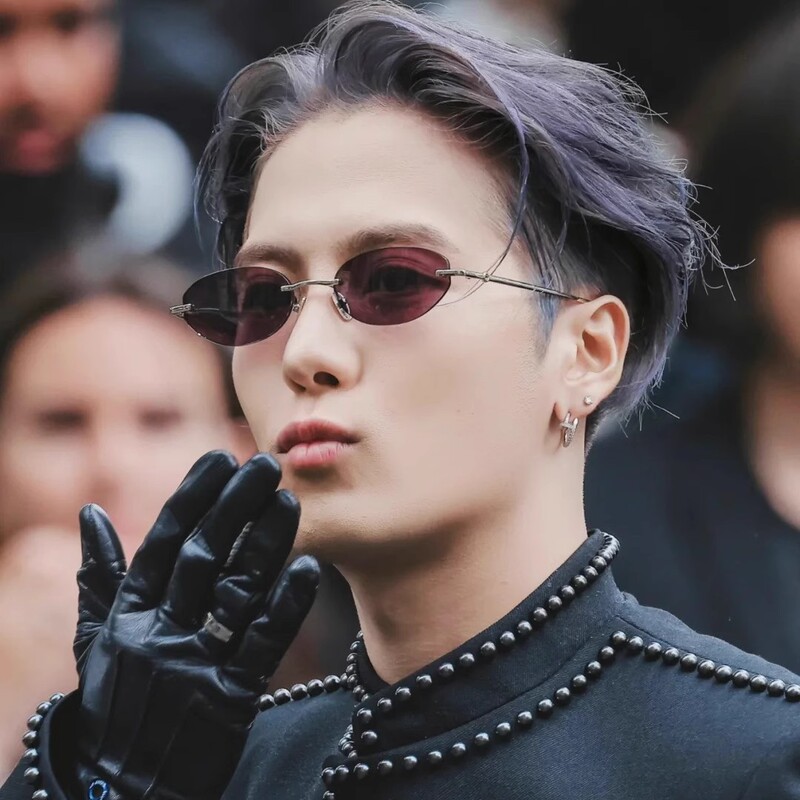 Jackson Wang Style Purple Rimless Sunglasses for Men and Women, High-End Vintage Style, Fashionable Sun Protection Sunglasses