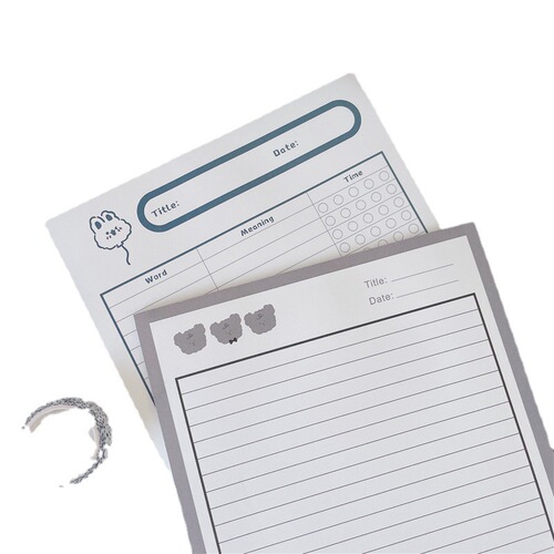 Paper-based non-adhesive note pad, creative cute cartoon bear tearable memo pad, portable B5 key excerpt pad