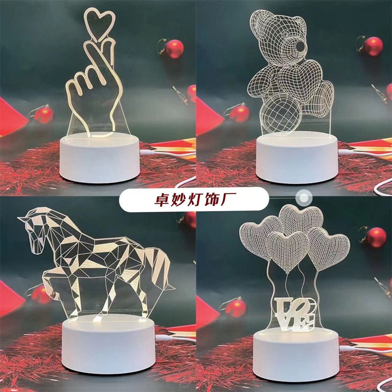 Cross-border Creative 3D Nightlight Cartoon Gift Bedside Atmosphere usb Rechargeable Table Lamp Ornaments Acrylic Message Board
