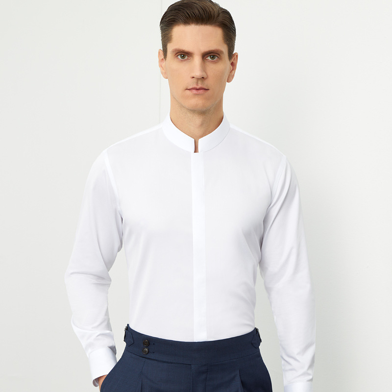 200S Pure Cotton Dp Ready-To-Wear Non-Iron 26 New Style Men's Chinese Stand Collar Shirt Long-Sleeve Business Men's Casual Shirt 200S Pure Cotton Dp Ready-To-Wear Non-Iron 26 New Style Men's Chinese Stand Collar Shirt Long-Sleeve Business Men's Casual Shirt