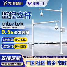 小区道路监控立杆3.5米4米5米摄像头杆小区户外L型监控信号八角杆