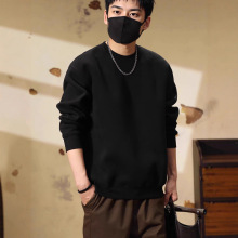 高端潮牌重磅简约基础款卫衣男秋季新款宽松圆领长袖T恤打底衫男