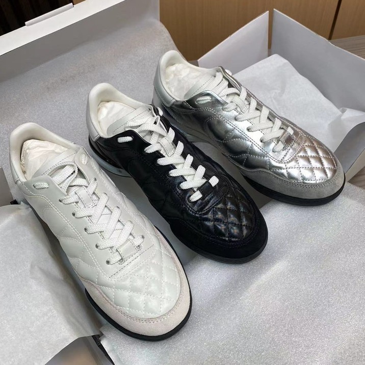 Xiangnaiyin シルバー 24 オイルワックスレザー菱形レースアップフラットトレーニングシューズカジュアルスポーツフォレストシューズテニスホワイトシューズ|undefined
