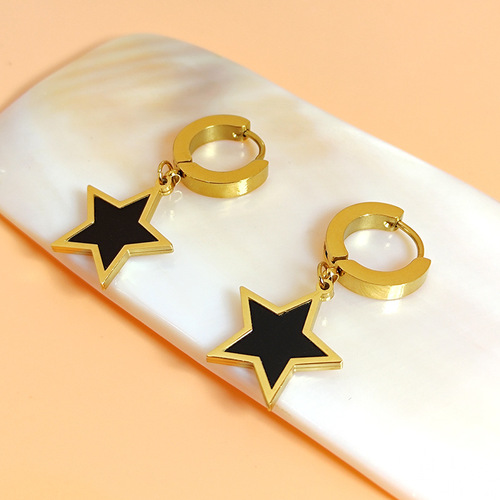 Korean style niche design fashionable rose gold 18K gold titanium steel non-fading earrings women's simple temperament earrings