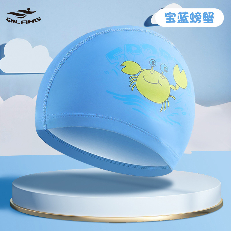 Gorro de natación para niños Revestimiento de PU de dibujos animados lindo niños y niñas impermeable protección para los oídos impresión logo gorra de natación ventas directas de la fábrica