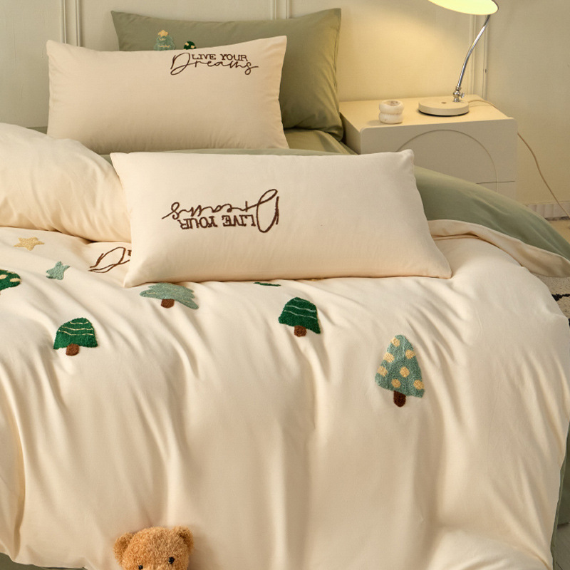 Cama de algodón grueso de clase A cuatro piezas de ropa de cama de invierno de algodón completo ropa de cama infantil cubierta de sábanas de tres piezas