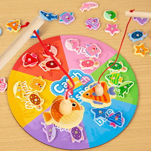 Cross-Border Children's Magnetic Fishing Game Baby Color Shape Cognitive Parent-Child Interactive Early Education Educational Wooden Toys