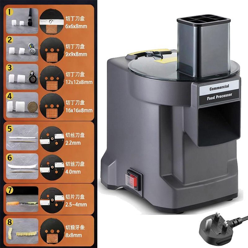 Cortadora de Verduras Comercial, Máquina Multifuncional Totalmente Automática para Cortar en Cubos, Triturar, Rebanar Verduras y Papas, Picadora de Verduras, Estándar Estadounidense Transfronterizo