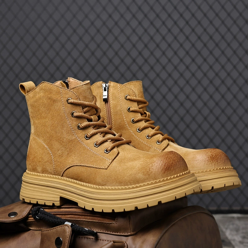 Мужские ботинки Мартин 2025: новые зимние студенческие ретро-ботинки на толстой подошве с широким носком, замшевые, модные, для мотоциклистов и работы