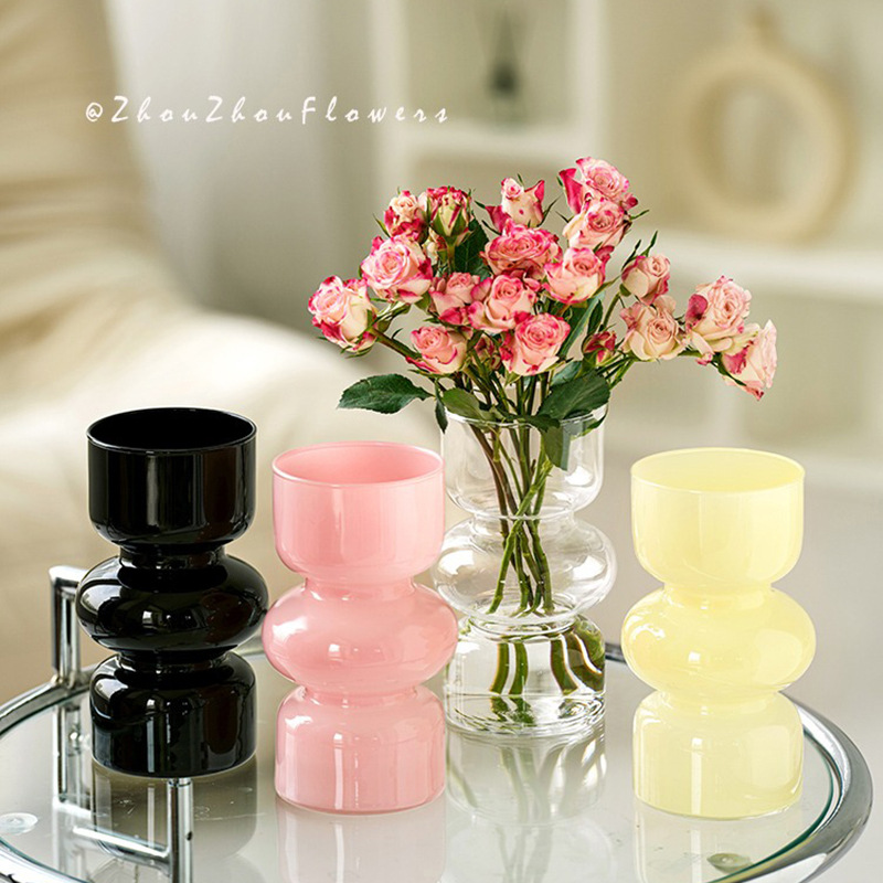 European retro glass vases wholesale living room office small vases flower vases high-end decorative crafts ornaments