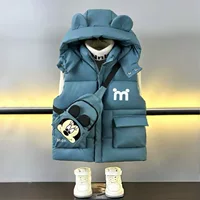 Теплый жилет-куртка для осени и зимы, новый детский пуховый жилет с утепленной подкладкой для мальчиков постарше, модный.