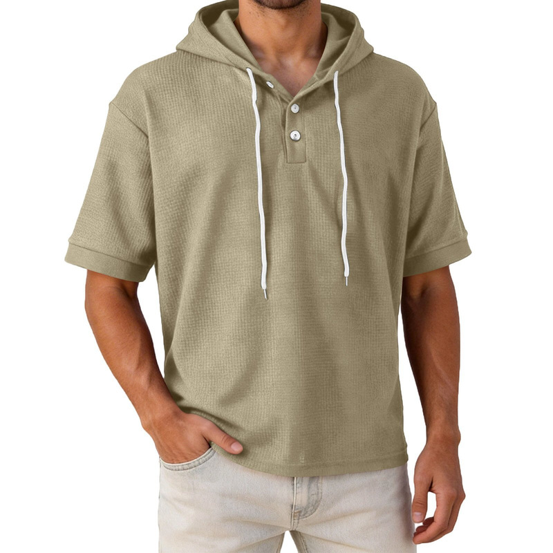 Cross-Border Independent Site American Style New Summer Men's Casual Simple Golf Short-Sleeved T-Shirt Hooded Quick-Drying Shirt for Men