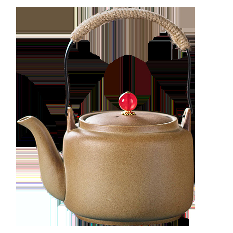 Juego de Té para Preparar con Carbón Vegetal, con Tetera de Cerámica Rústica Vintage, Tetera con Asa Lateral, Jarra, Estilo Chino para Exteriores y Hogar.