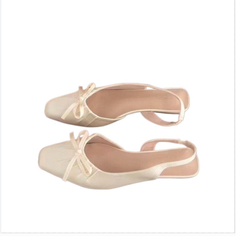 Sandalias de Tacón Bajo con Moño para Mujer de PU con Banda Elástica para Verano