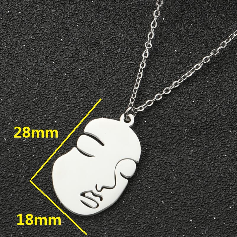 1 Piece Retro Human Face Titanium Steel Plating Hollow Out Pendant Necklace_colorza_5