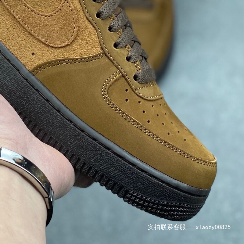Original Air Force 1 Sneakers for Women, Tan Low-Top Casual Couple Shoes, Unisex Versatile Sports Trendy Shoes, Putian Shoes