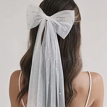 25g Weight Hair Clip, Birdcage Veils Hair Accessories Type Bridal Sweet Women's Bow Knot Polyester Hair Clip Birdcage Veils