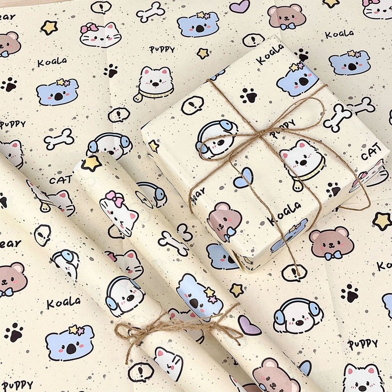 かわいいスプラッシュインク動物の楽園の包装紙オリジナルデザイン漫画風高価値ホリデーギフトの必須装飾|undefined