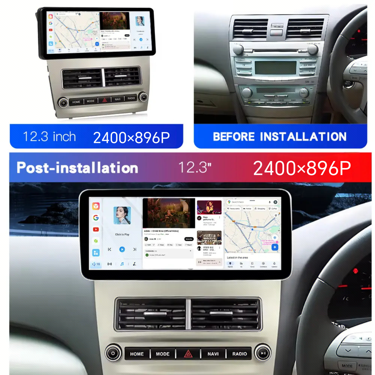 Suitable for 06-11 Toyota Camry Central Control Large Screen Navigation 12.3 Inch Navigation Dvd Carpaly