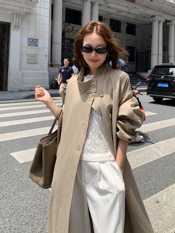 【配包包】天丝棉长款风衣女2025秋冬新款高级感简约外套T5360Q|undefined