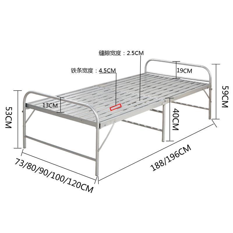 Envío gratis Cama plegable Cama individual Cama de alambre de acero Cama plegable Cama de hierro para el almuerzo Cama simple Cama doble plegable Una pieza al por mayor