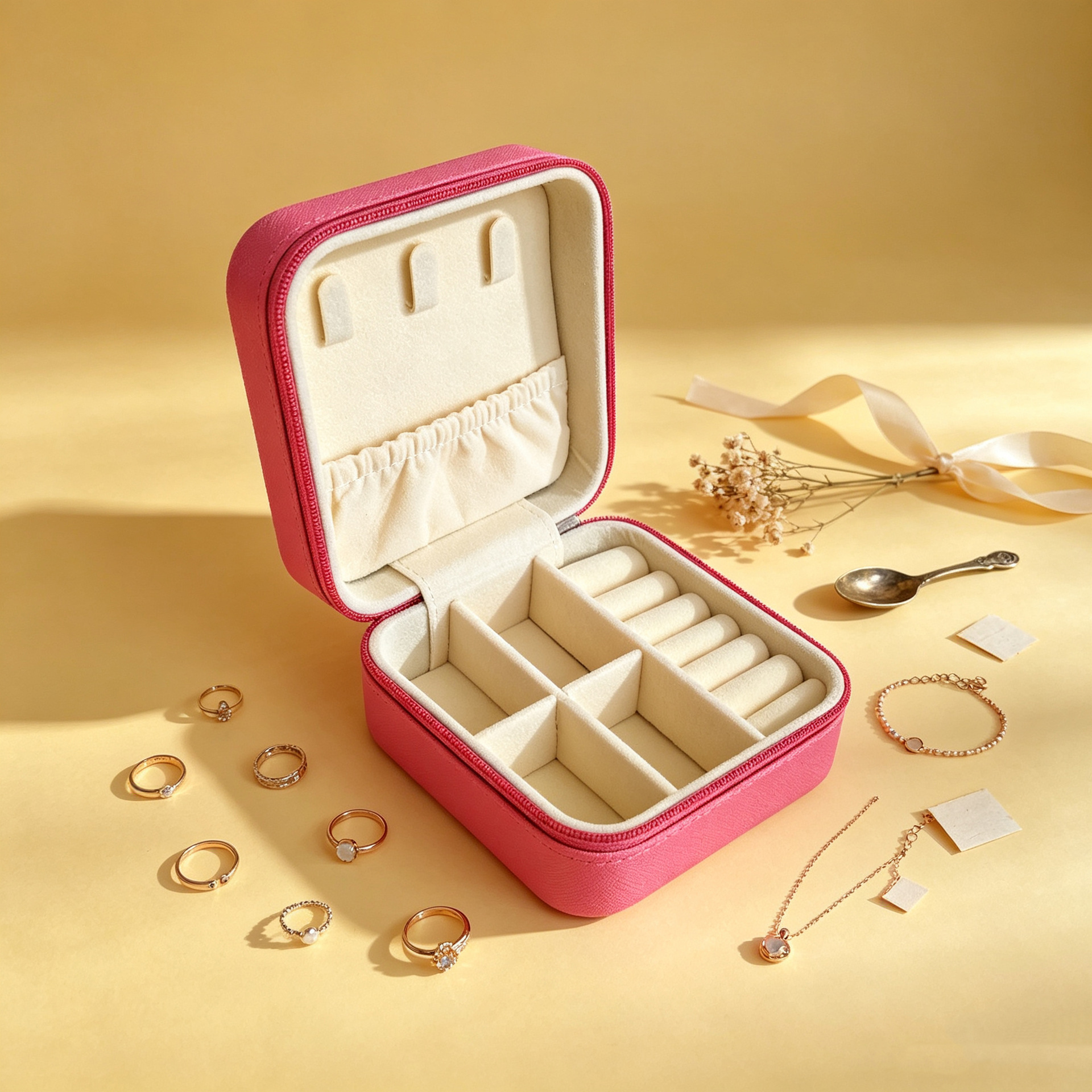 Caixa de joyería de cuero portátil para viajar caja de almacenamiento anillo collar de brazalete bolsa de joyería a prueba de polvo image 12