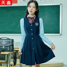 新款幼儿园教师园服工作服时尚学院风jk制服幼师职业装风衣连衣裙