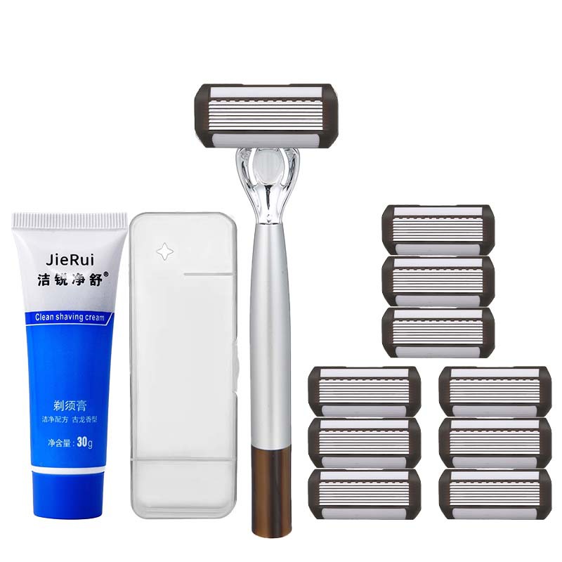 Original 1 knife holder and 9 knife heads [free travel box + shaving cream]