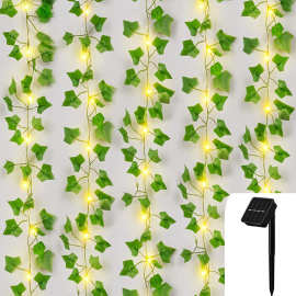 太阳能户外LED灯串植物藤条树叶子电池盒婚庆圣诞节日装饰铜线灯