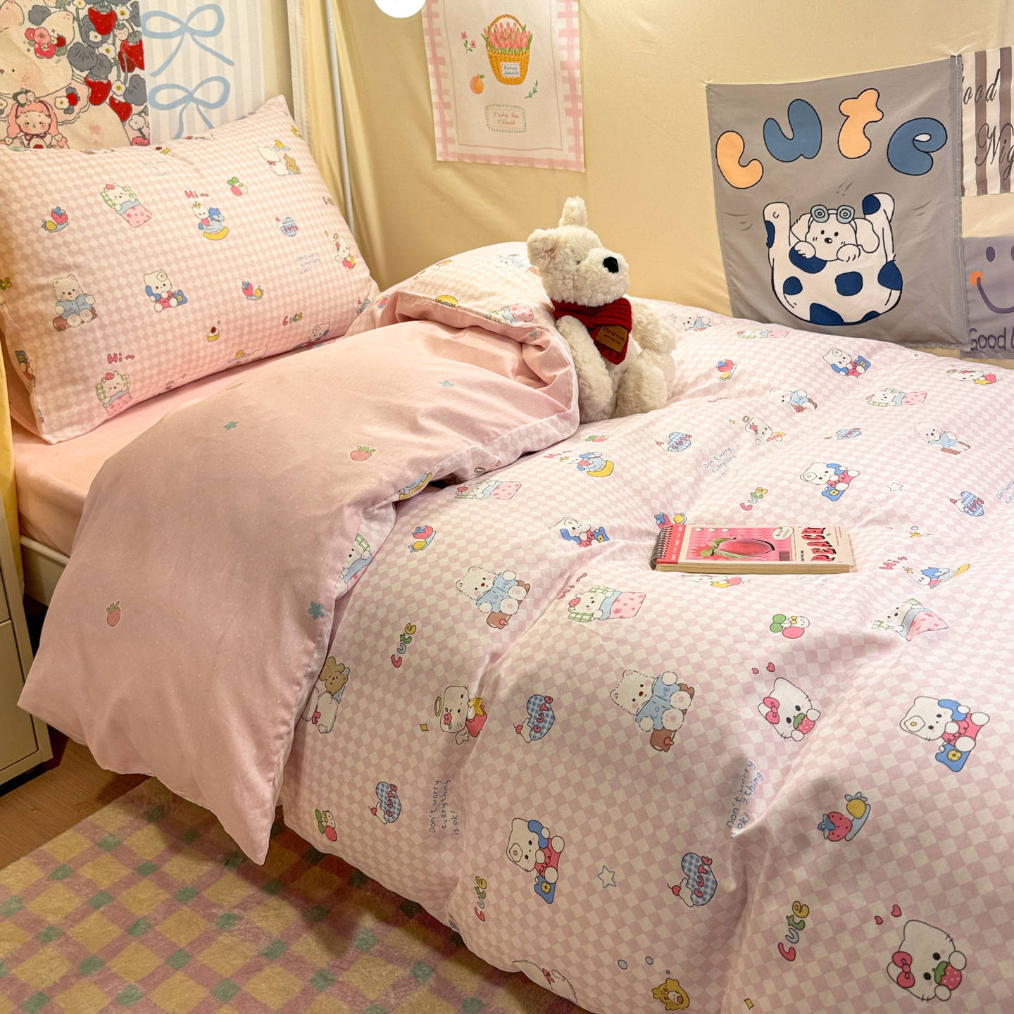 Ropa de cama de tres piezas para dormitorio de estudiantes de algodón puro 100% algodón, ropa de cama para dormitorio individual y doble, juego de cuatro piezas