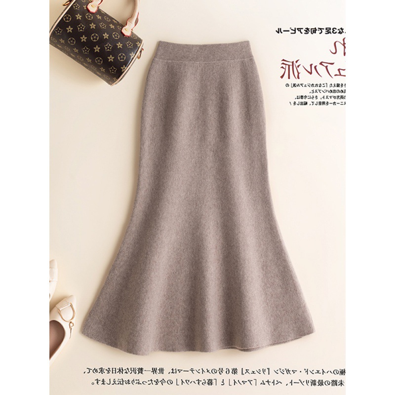 中长款针织鱼尾半身裙女2025秋冬新款高级感修身显瘦包臀一步裙子