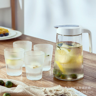 High Color Value Household Juice Pot Large Capacity Glass Cold Water Kettle Five-Piece Set Cool White Water Kettle Set
