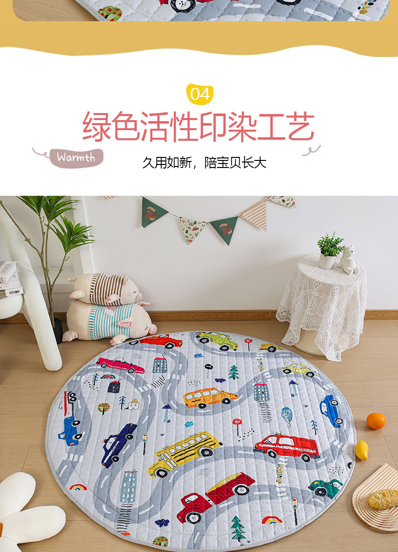 Cross-Border Export Ins Style Kidsren's Cartoon Crawling Mat Foldableable Drawstring Storage Floor Mat Baby Game Mat Blanket