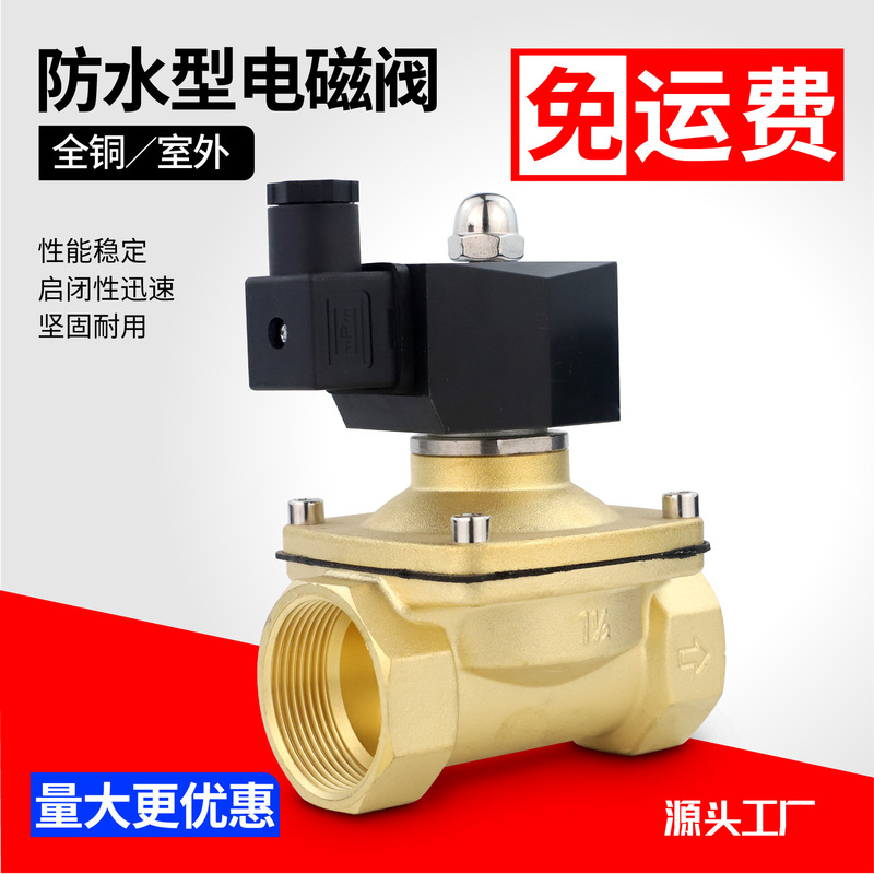 Outdoor waterproof solenoid valve water valve switch valve 220VDC24V air valve drainage anti-fog DC12V4 points 6 points 1 inch