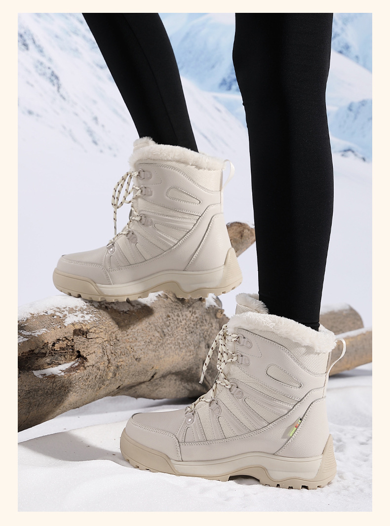 Winter Snow Boots, Plush Warm Cotton Shoes, Wear-resistant And Windproof Sports, Outdoor Hiking Shoes, High Top Women's Boots, Cross-border Plus Size_voghion.com