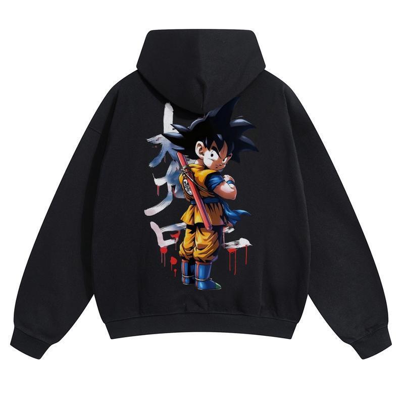 Cross-Border European Size Pure Cotton Sweatshirt Dragon Ball Dbz Goku Unisex Summer Outfits m