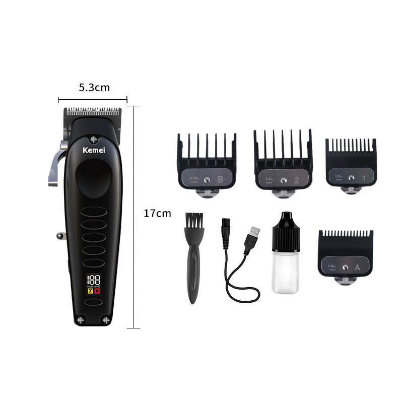 Cortadora de pelo Kemei con pantalla digital, recortadora eléctrica profesional recargable, cortadora de pelo eléctrica.