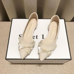 フレンチサイドオープンシューズ女性用2024春新作ポインテッドトゥフラットイブニングスタイル妖精優しいソフトレザービーニーシューズ