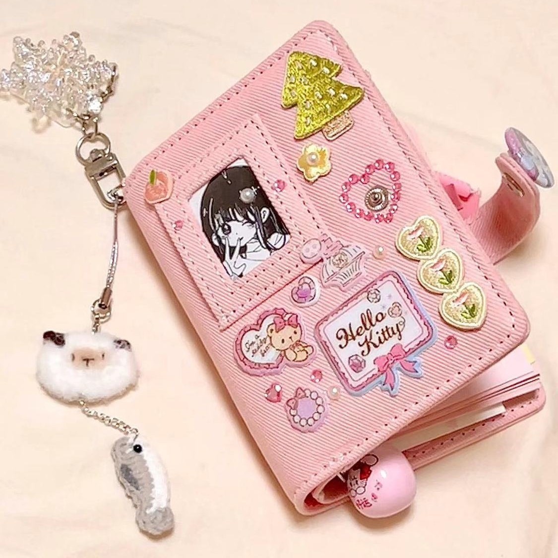 Little Red Book Same Style Pink Denim M5 Loose-Leaf Notebook Student High-Value DIY Notebook Diary Notebook