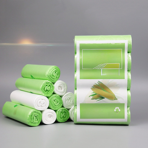 Factory direct supply biodegradable waste bags, green and white flat mouth drawstring waste bags for wholesale