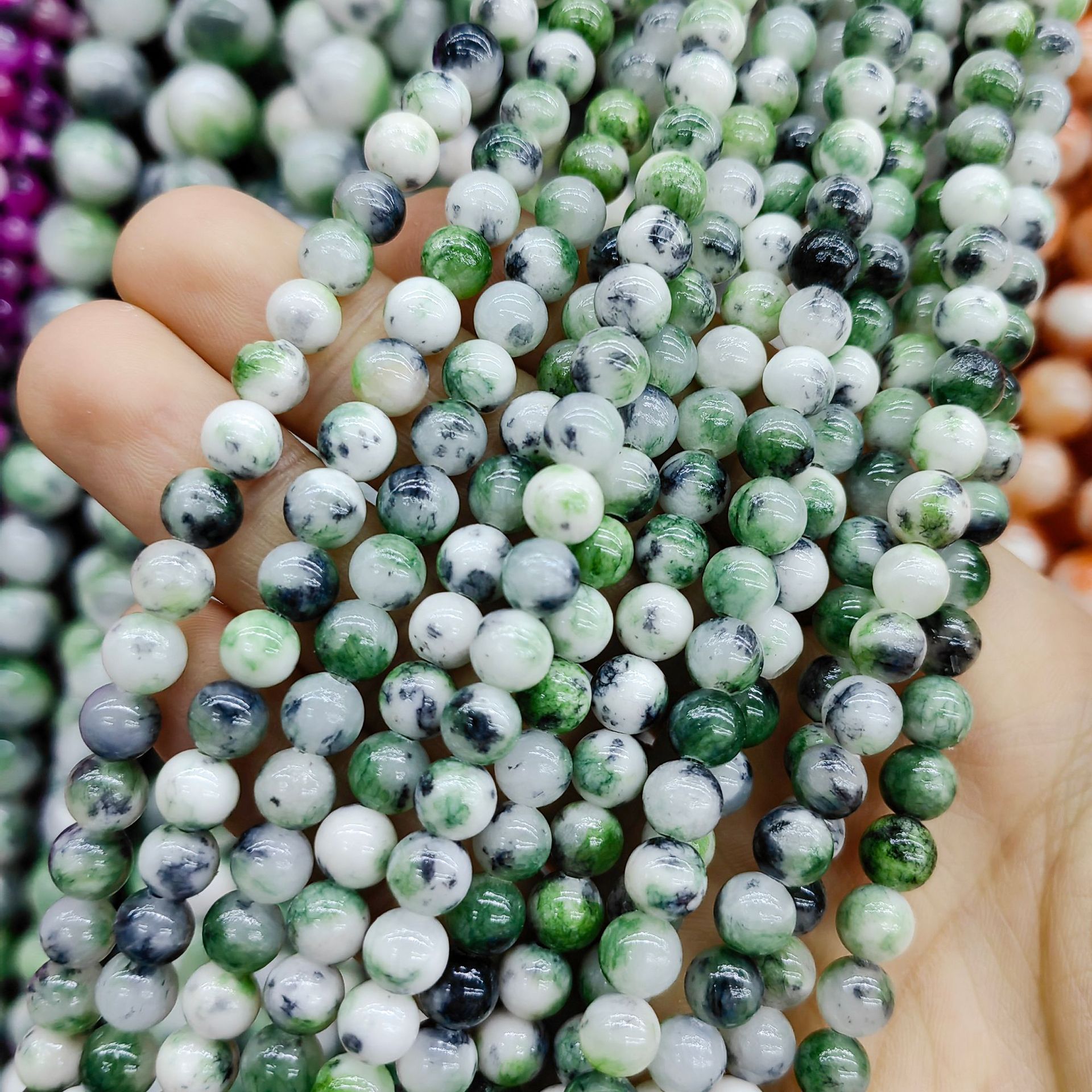 Jade persa natural optimizado multicolor color Calcedonia cuentas redondas cuentas sueltas semiacabados accesorios de joyería de DIY al por mayor image 6
